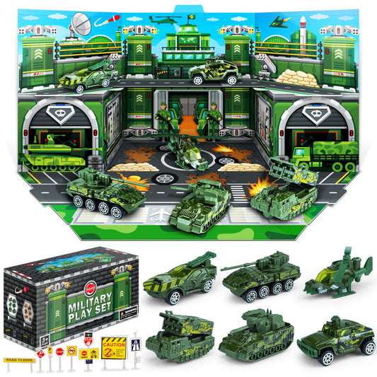 Diecast Military Vehicles Truck Set,Alloy Metal Army Models Car Toys for 3 Year Old Boys,Tank,Panzer,Anti-Air Vehicle,Helicopter Playset,Small Toy Car Set for Kids Age 3 4 5 6 Year Old