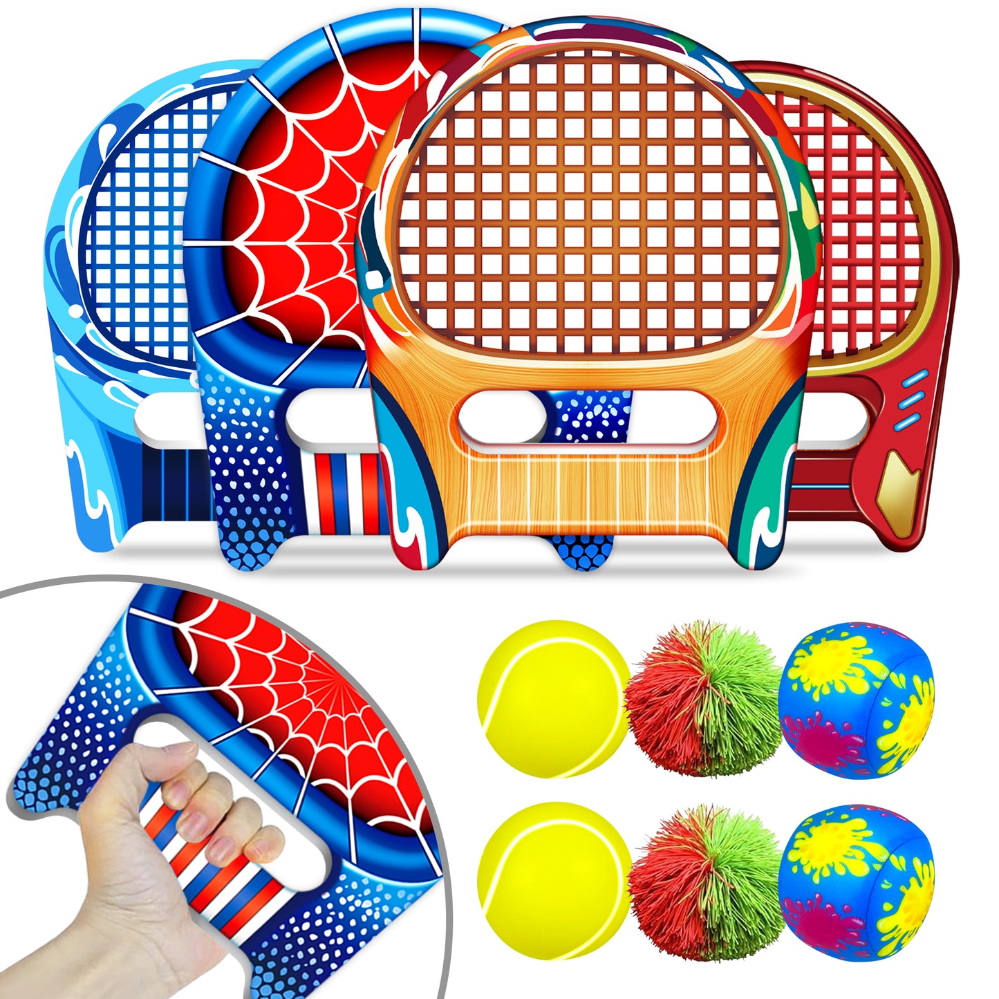 Children's fantasy sports racket Eco-friendly sponge waterproof lightweight software interactive EVA foam racket with 3 balls