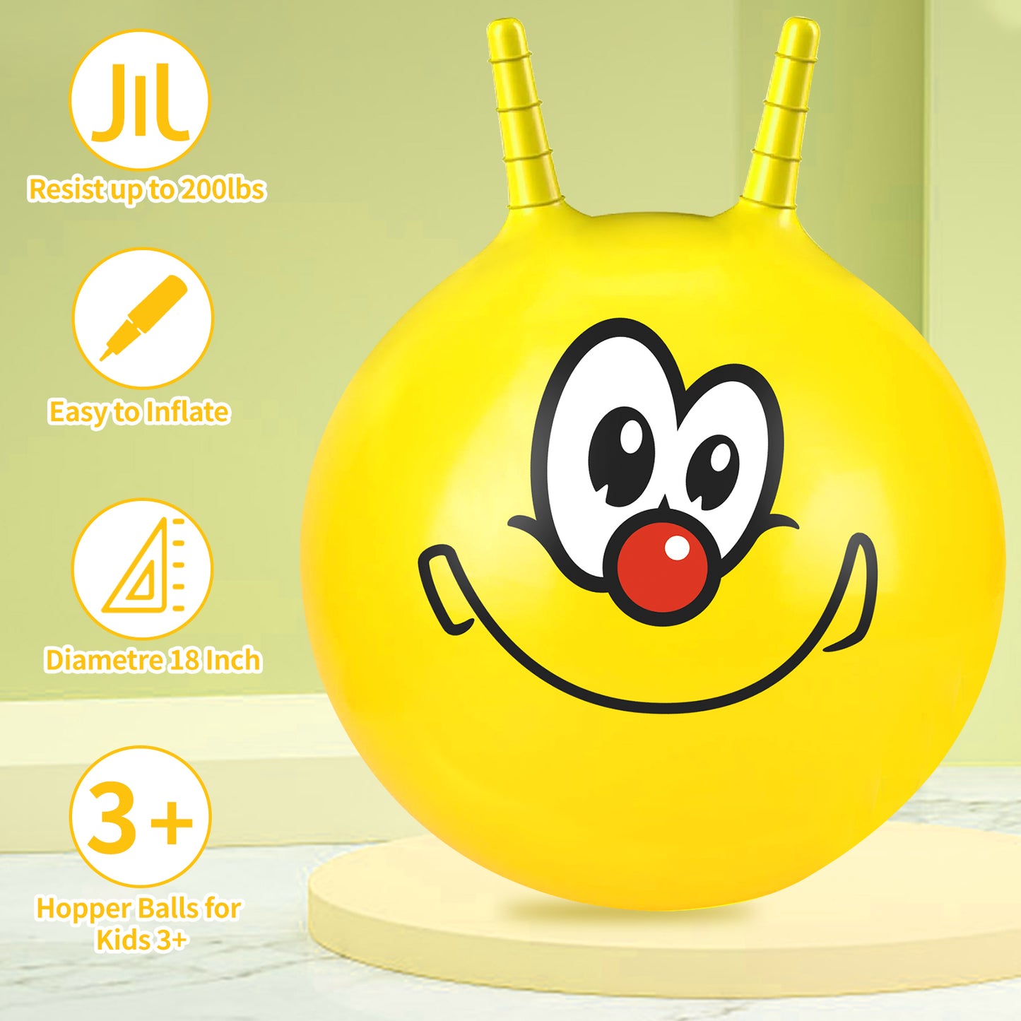 Space Hoppers for Kids Age 3 4 5 6 7 8 9, 18 Inch Space Hopper with Handle, Hopper Ball with Pump for Boys Girls Age 3-8 Indoor and Outdoor Garden Game