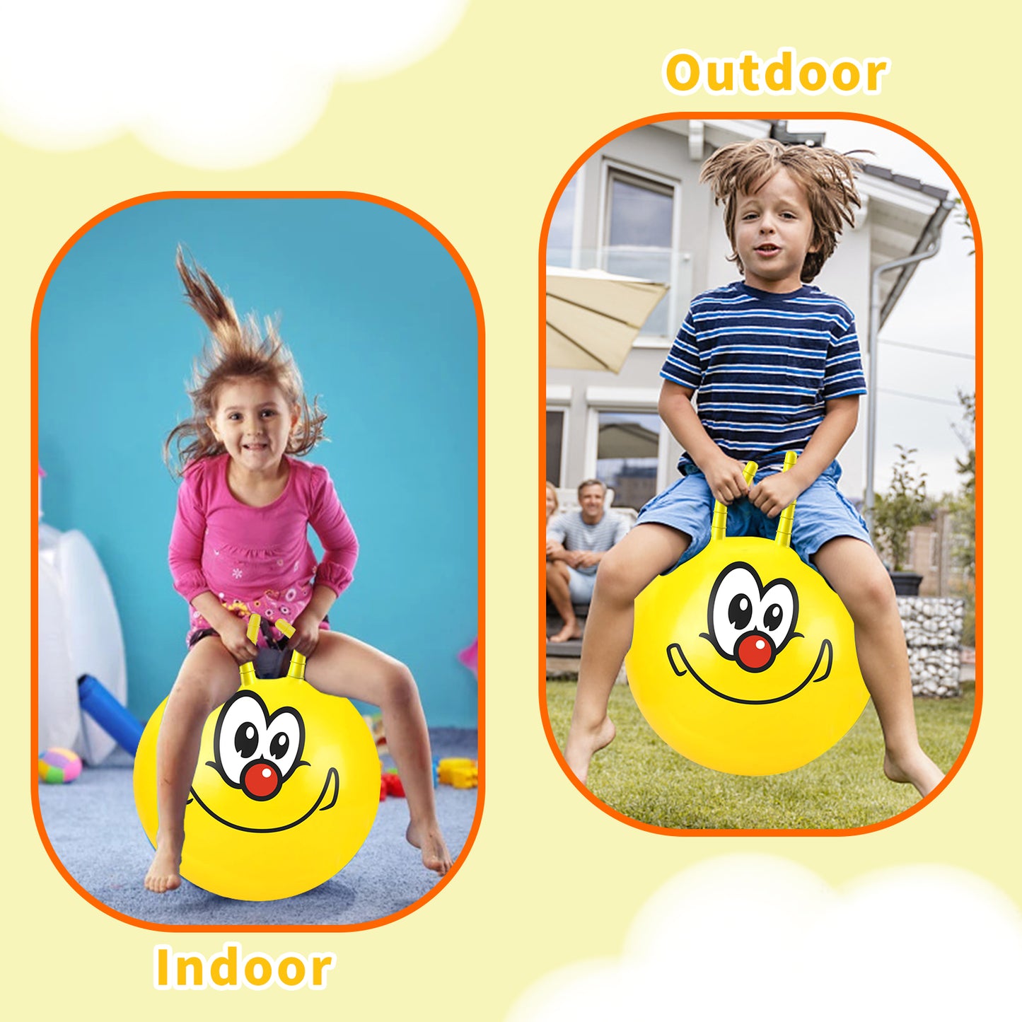 Space Hoppers for Kids Age 3 4 5 6 7 8 9, 18 Inch Space Hopper with Handle, Hopper Ball with Pump for Boys Girls Age 3-8 Indoor and Outdoor Garden Game