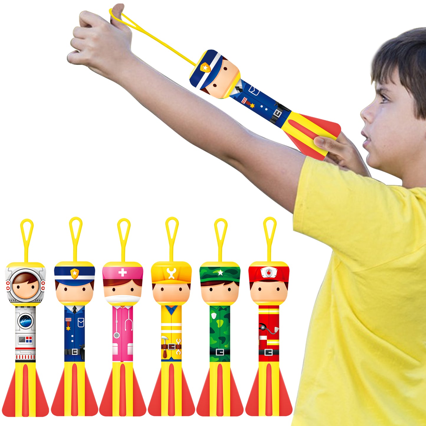 Children's Slingshot rocket launcher, Finger rocket launcher outdoor indoor toys, Easter basket gift party gift toys, suitable for 5 、6 、 7 、 8 years old