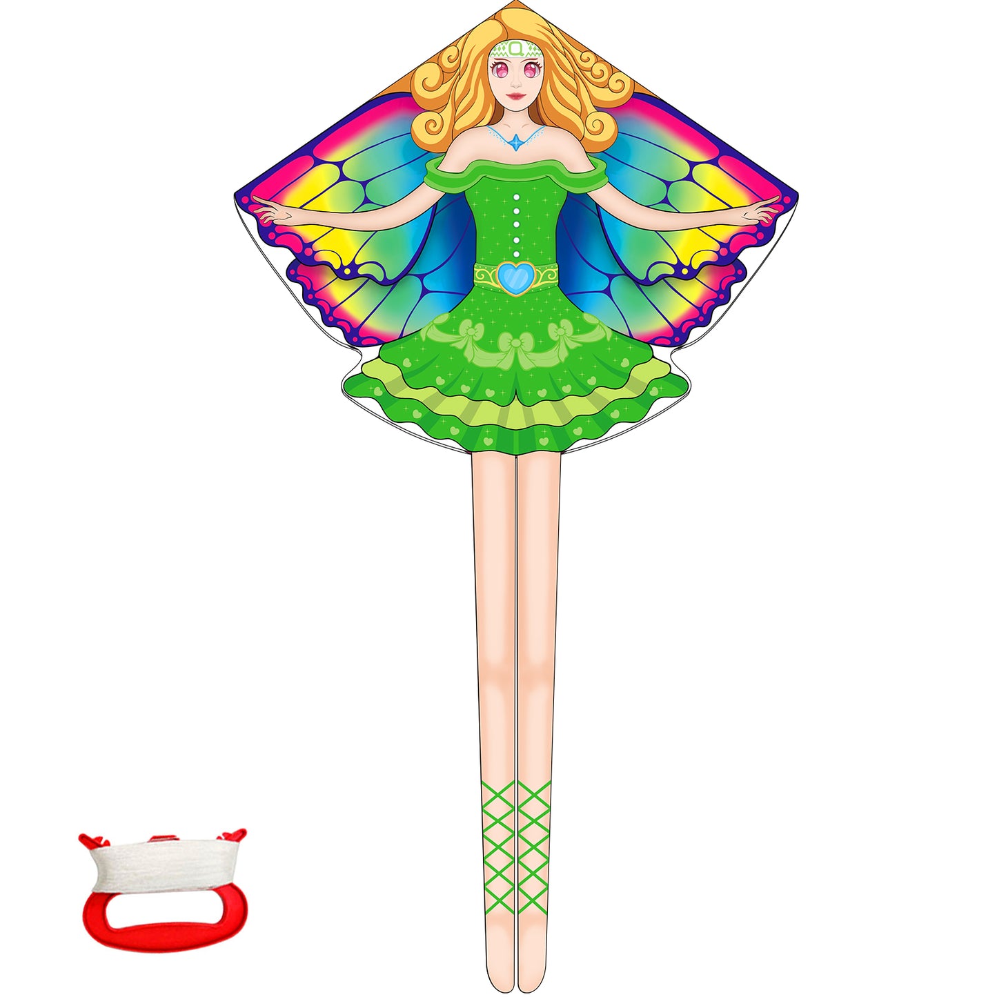 Kites for Kids Ages 4-8 8-12 | Large Green Fairy Kites Girls Boys Adults, Easy to Fly & Assembled, Great Gift for Easter Travel Beach