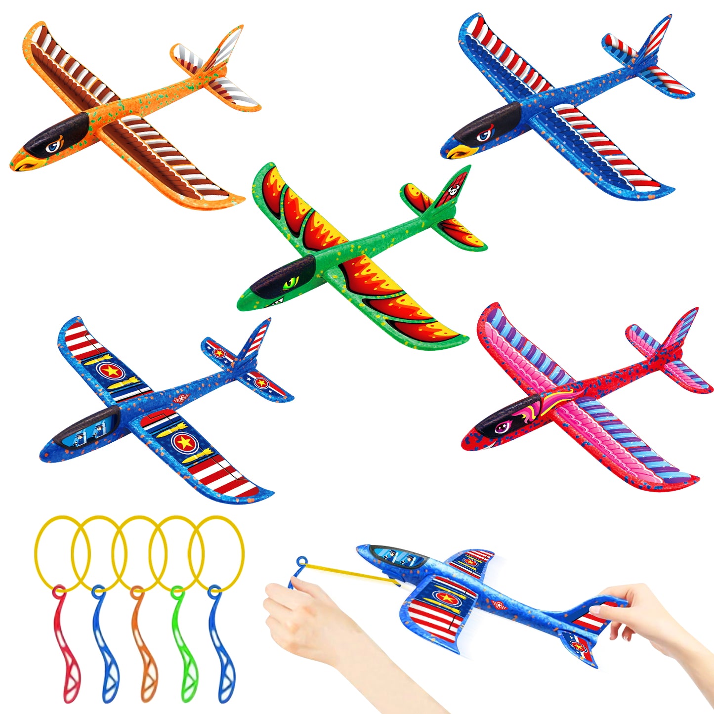 Glider Planes for Kids, Foam Plane Toy Large Throwing Foam Glider Stunt Polystyrene Toys for Kids and Adults