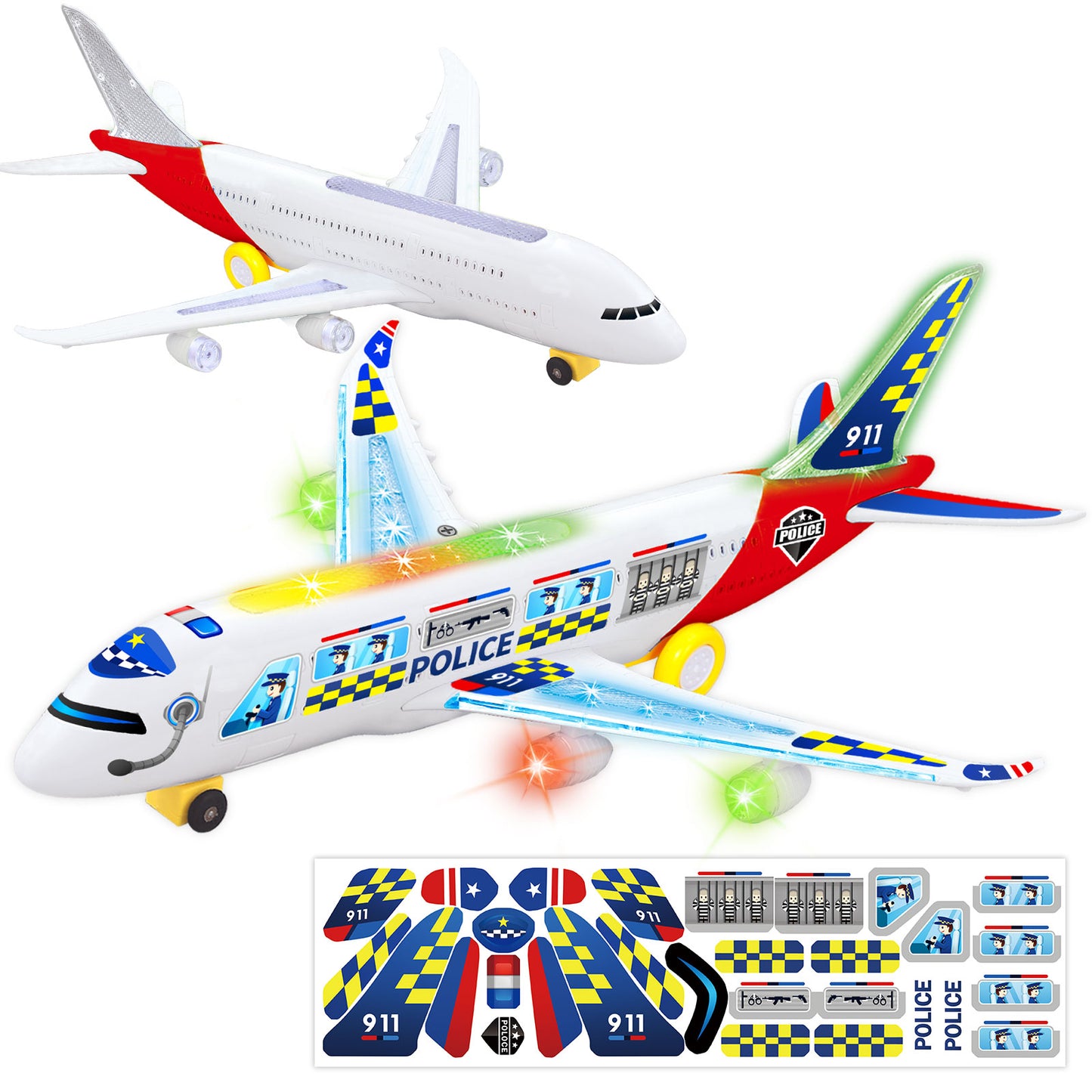 Big Planes Toys for 3 4 5 6 8 Year Old Boys Girls,Toddler Toys, Airplane Model with LED Lights and Sounds and Universal Wheel, Sensory Toddler Autism Toys for Kids Birthday Festive Days Gift