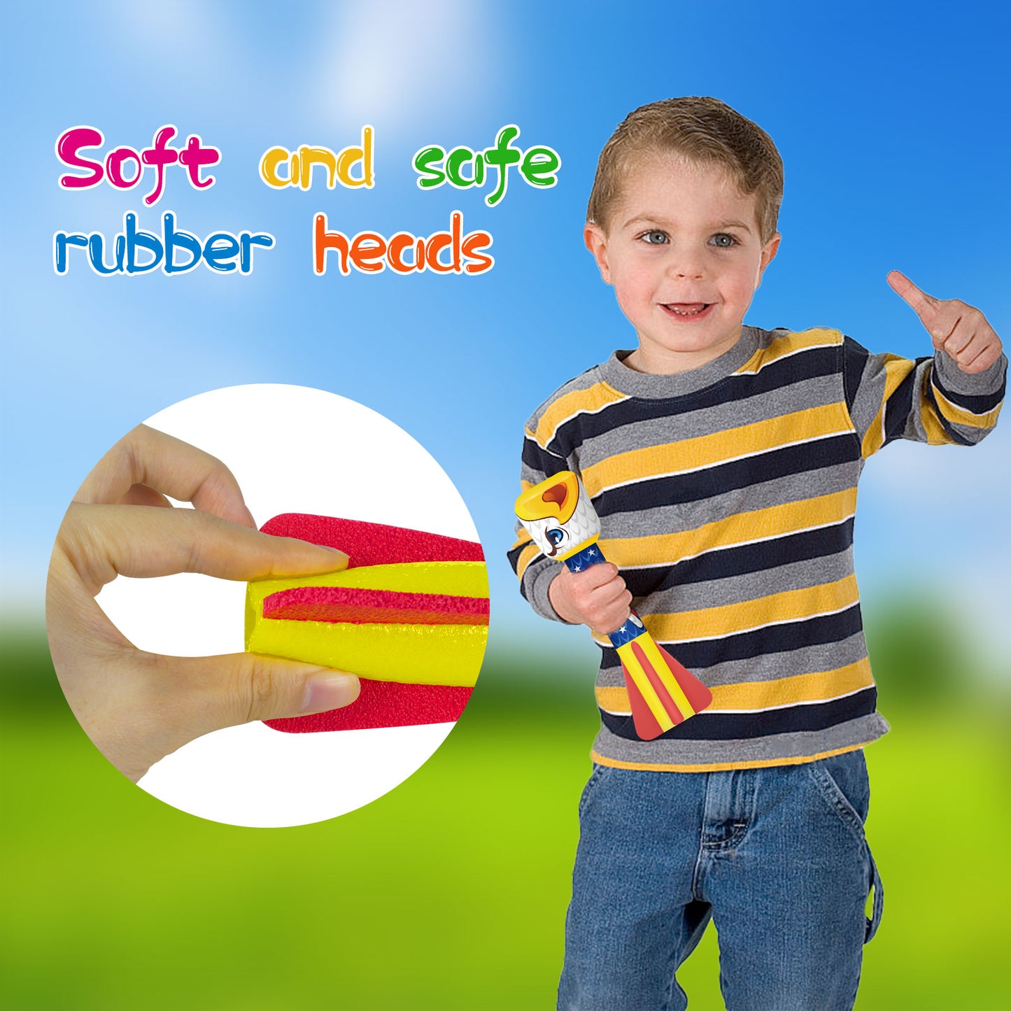 YongnKids Foam Rockets Toy Launcher Play set for Kids Fun Outdoor Toys Gifts for Boys Girls