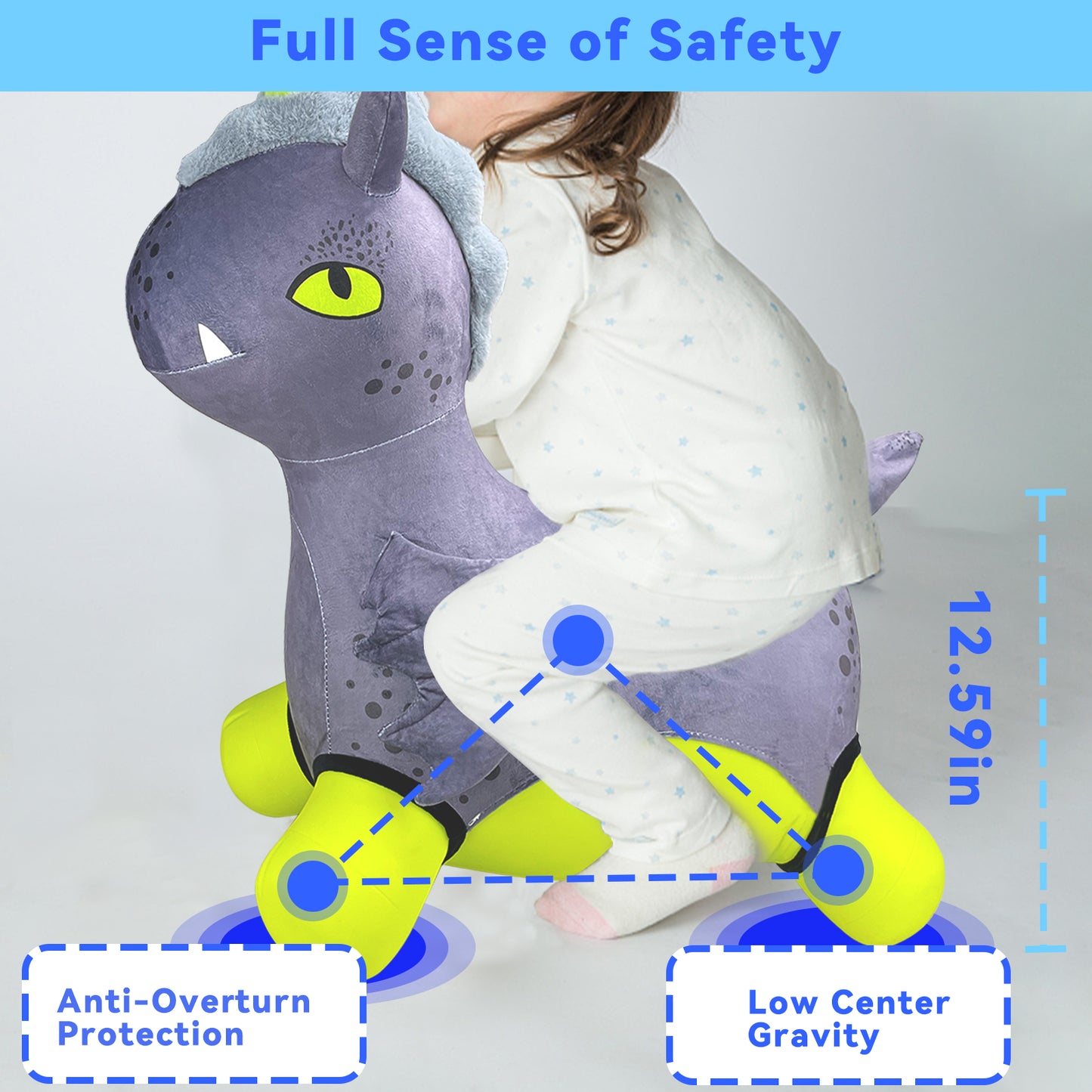 Bouncy Horse - Baby Toys Inflatable Plush Bouncing Dinosaur Hopper, Indoor Outdoor Toys Ride On Animal with Pump for Boys Girls Toddlers Birthday Party Gifts