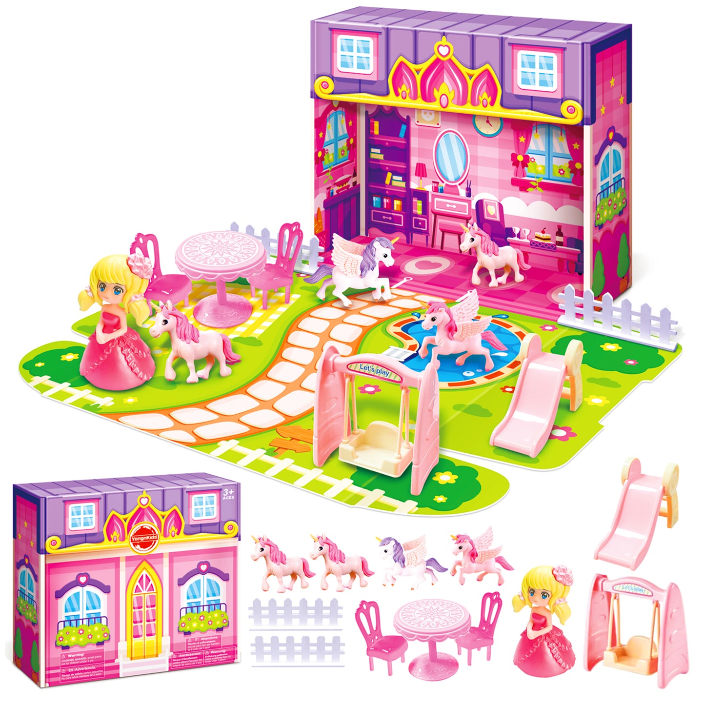 Children's mini dream house storage display and entertainment scene theme deformation color box toy models
