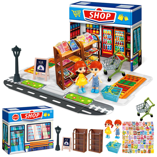 Children's mini dream house storage display and entertainment scene theme deformation color box toy models
