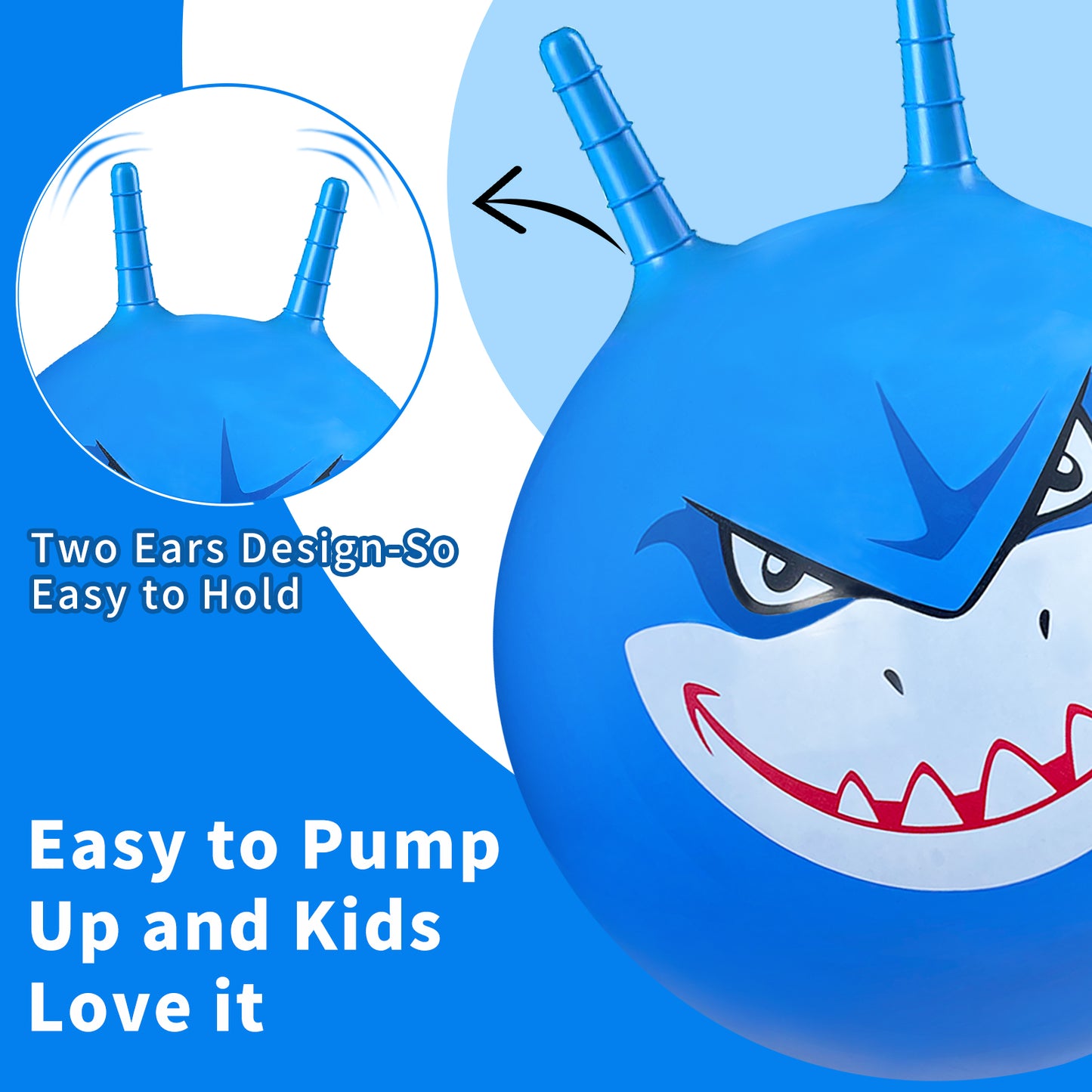 Kids Bounce Balls - 18" Bouncing Ball with Handle, Large Bouncy Jumping Balls for Boys Girls Balance Jump Games,Toddlers Toys Inflatable Ball for Party Favors | Outdoor | Indoor Games-Blue