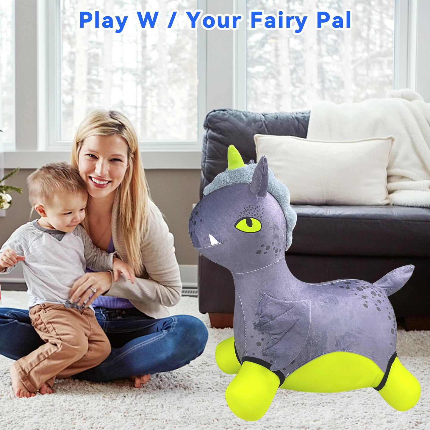 Bouncy Horse - Baby Toys Inflatable Plush Bouncing Dinosaur Hopper, Indoor Outdoor Toys Ride On Animal with Pump for Boys Girls Toddlers Birthday Party Gifts