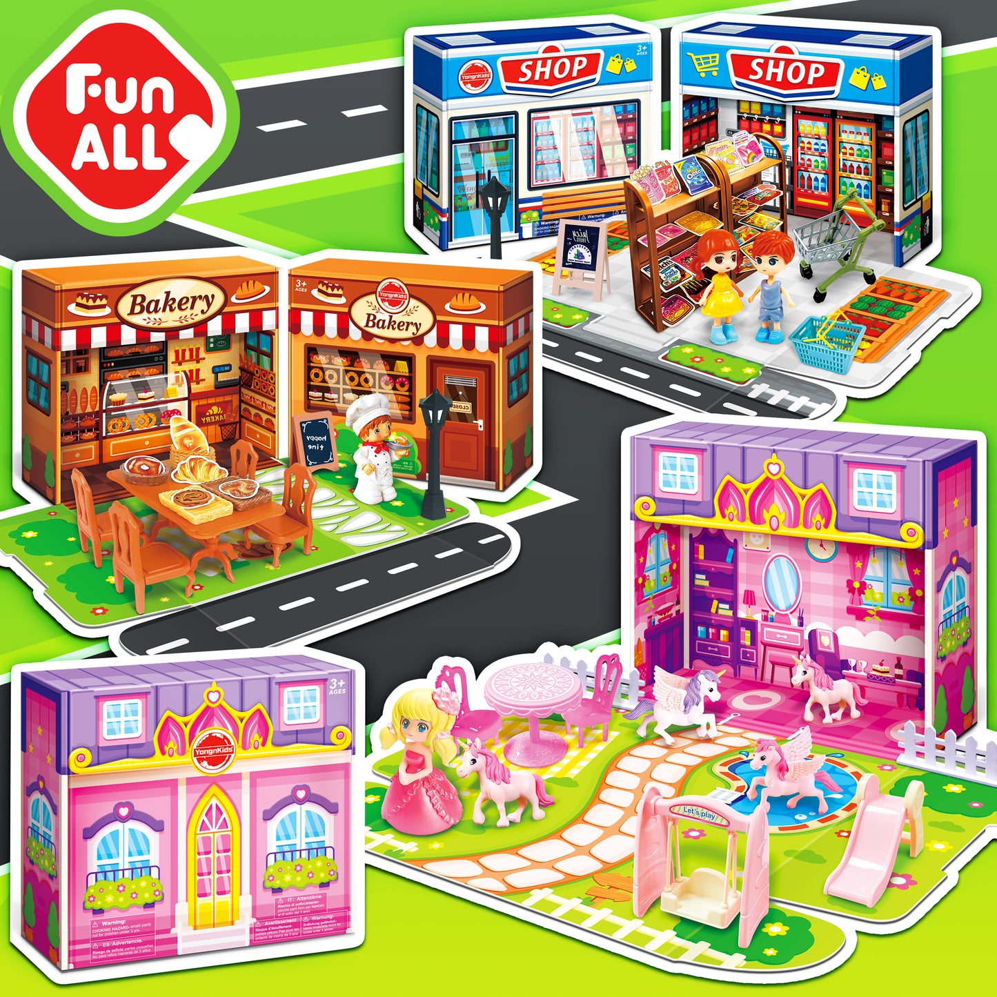 Children's mini dream house storage display and entertainment scene theme deformation color box toy models