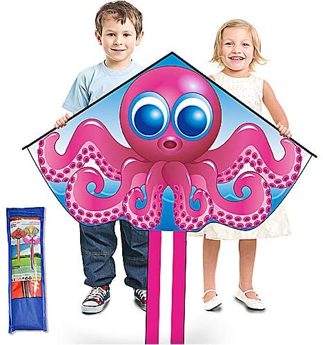 Kite for Kids Age 4-8 8-12, Large Kite for Boys Adults Easy to Fly & Assemble, Beach Kites with 328ft Kite String,Perfect for Beach Trip Park Family Activities Outdoor Games-Octopus