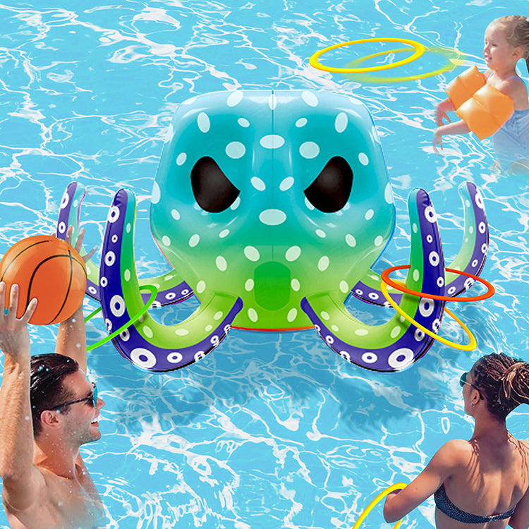 Octopus Pool Toys, Inflatable Basketball Hoop| Ring Toss Game for Indoor Outdoor Play, Cool Summer Toys for Ages 3 4 5 6 7 8 Year Old Boys Girls Adults Family Party Gift