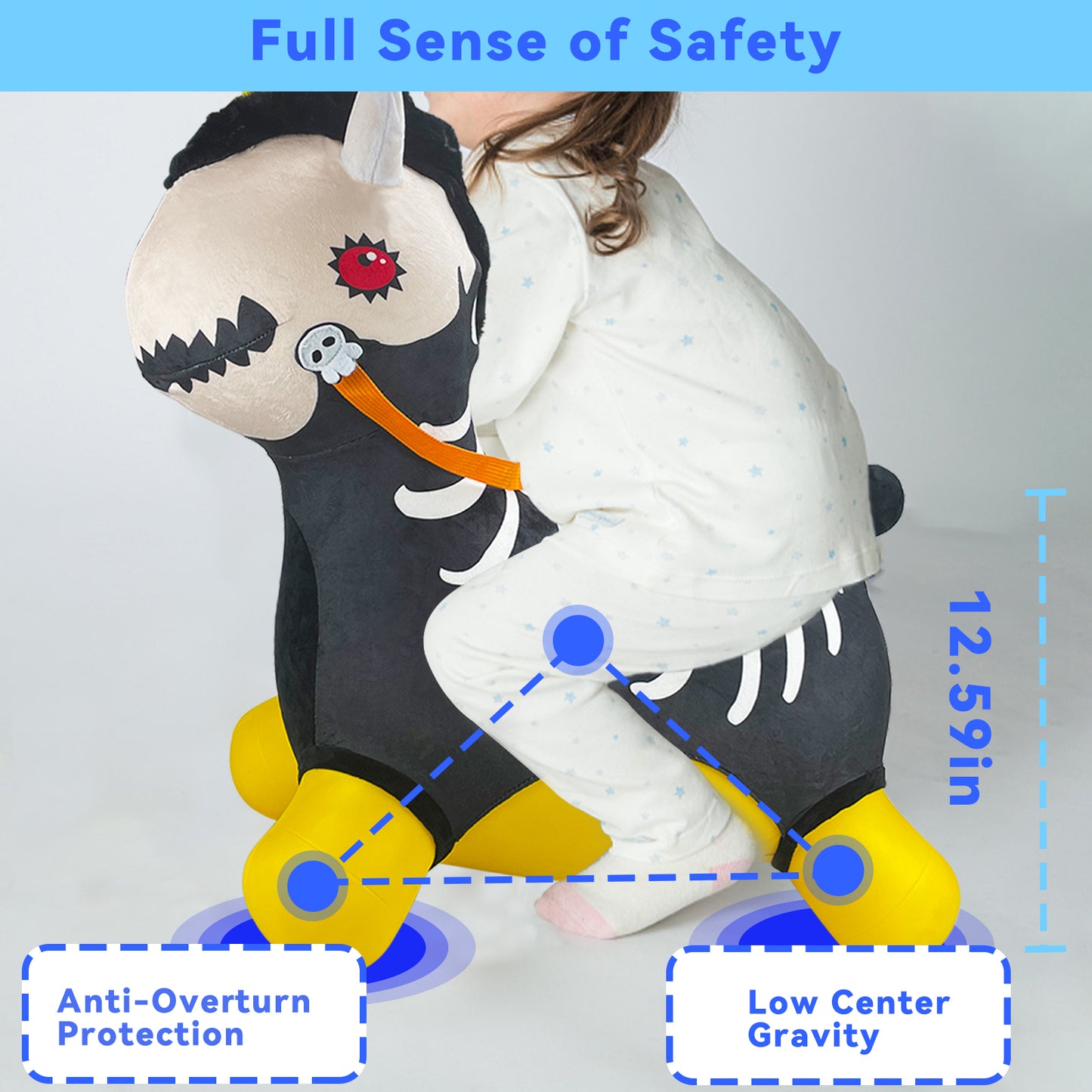 Bouncy Horse - Baby Toys Inflatable Plush Bouncing Dinosaur Hopper, Indoor Outdoor Toys Ride On Animal with Pump for Boys Girls Toddlers Birthday Party Gifts