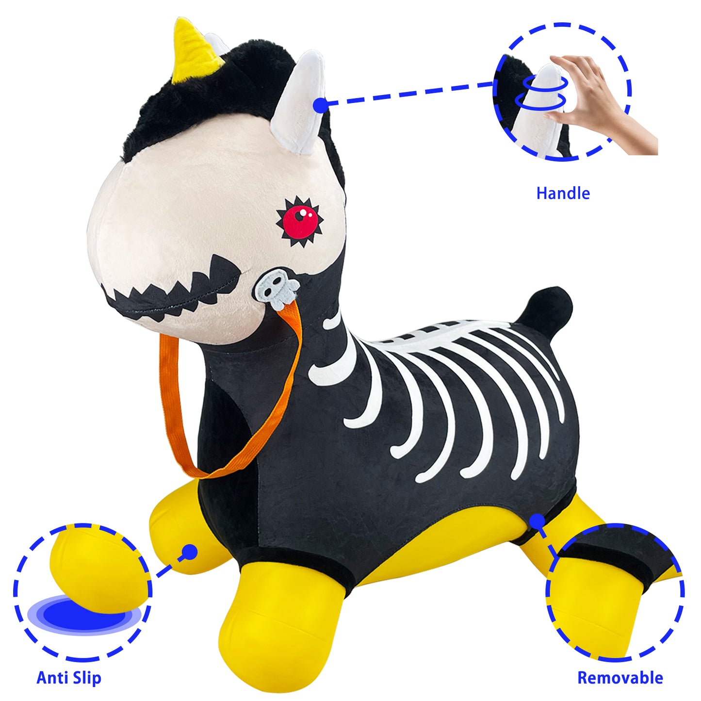 Bouncy Horse - Baby Toys Inflatable Plush Bouncing Dinosaur Hopper, Indoor Outdoor Toys Ride On Animal with Pump for Boys Girls Toddlers Birthday Party Gifts