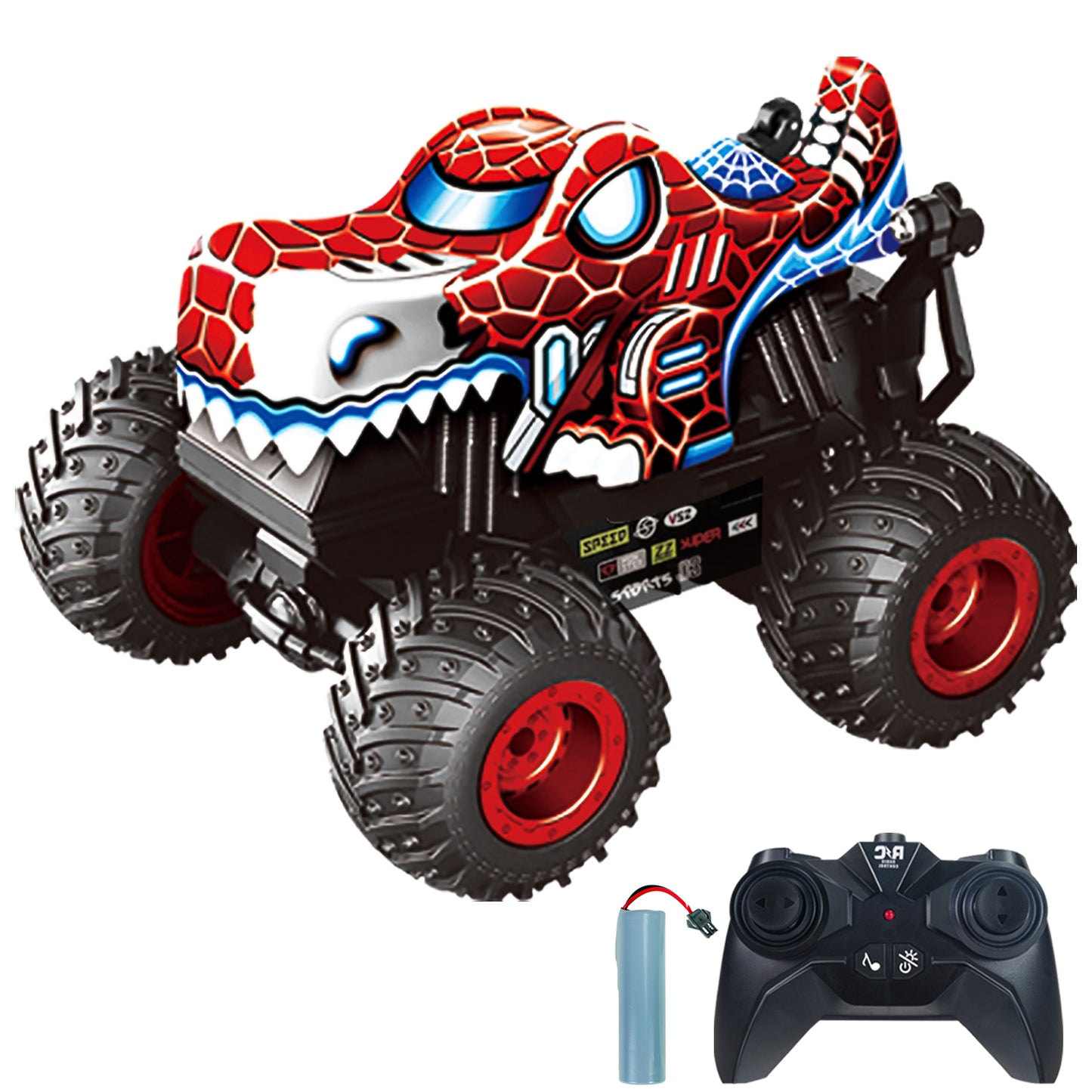 Remote Control Monster Car, All Terrain Remote Control Monster Truck, RC Monster Car Toy Truck with Music LED Light, RC Monster Truck for Boys 4-7 8-12 Girls Kids