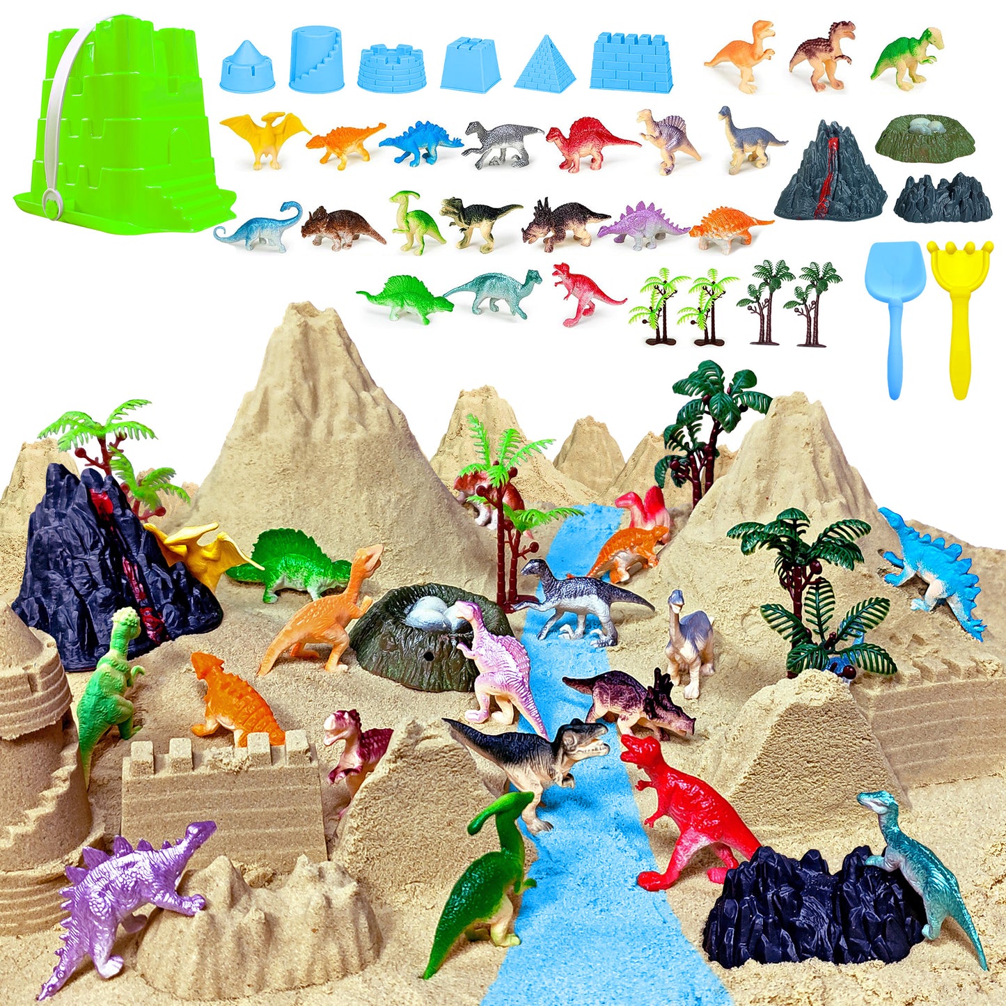 Kids Sand Beach Toys, Sand Toys Set with Resuable Mesh Bag Bucket and Spade Summer Beach Games for Children Toddlers