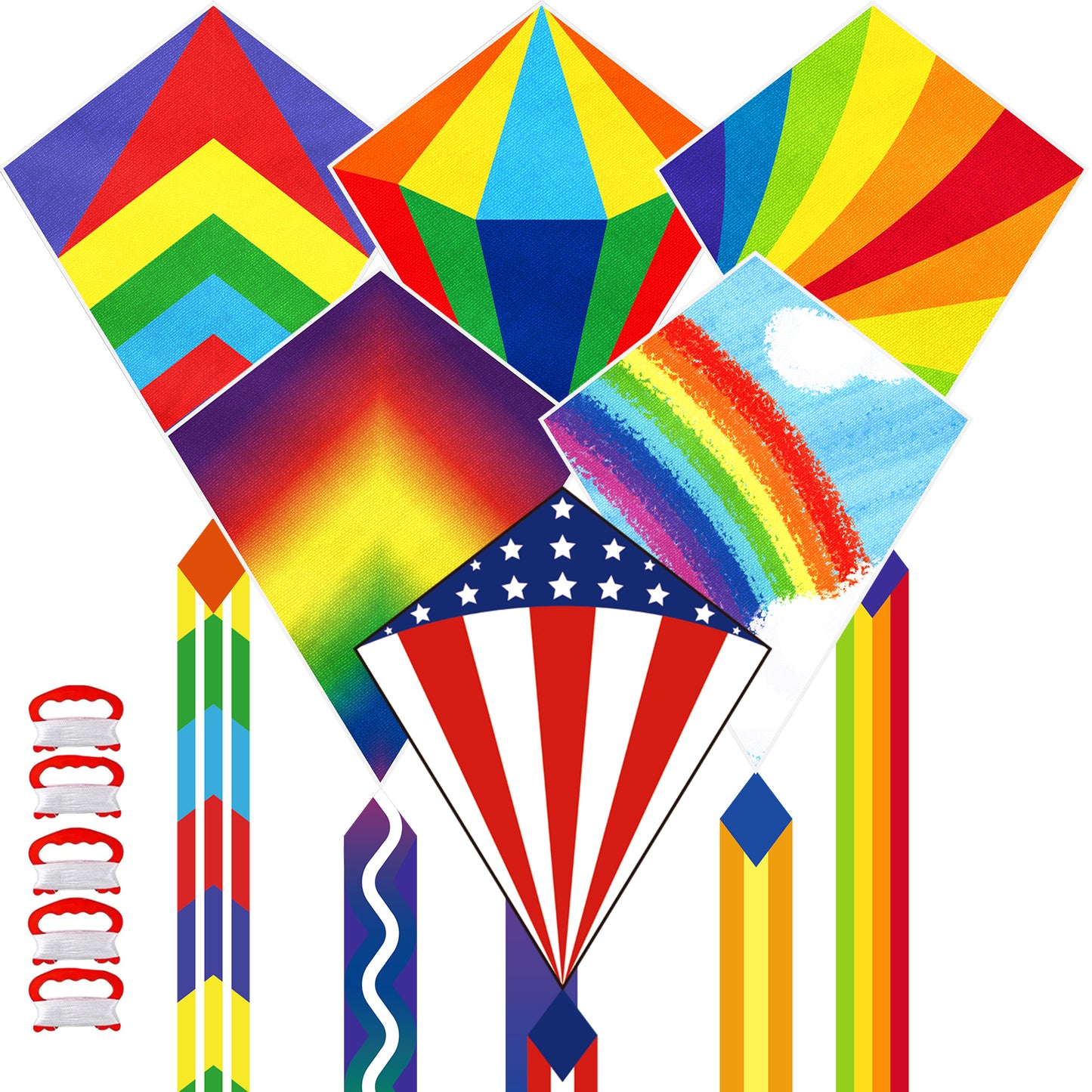 Kites for Children, Easy to Fly Rainbow Delta Kites for Kids Ages 4-12, Perfect for Beginners, Outdoor Beach Toys with Colorful Tail, Kites and Flying Toys for Kids and Adults
