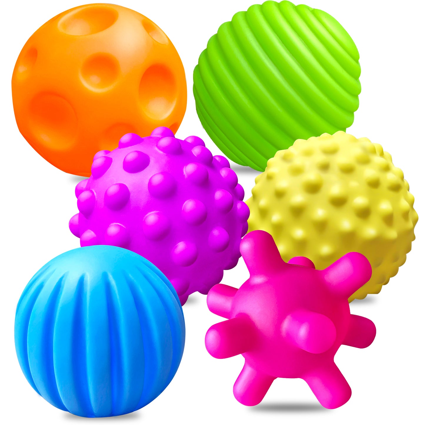 Baby Sensory Toys Toddler Balls Texture - Multi Ball Set Massage Soft Ball Teething Toy 6 Pack