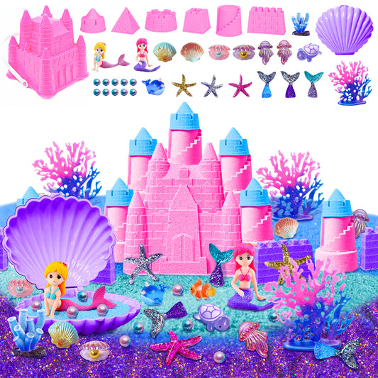 Kids Sand Beach Toys, Sand Toys Set with Resuable Mesh Bag Bucket and Spade Summer Beach Games for Children Toddlers