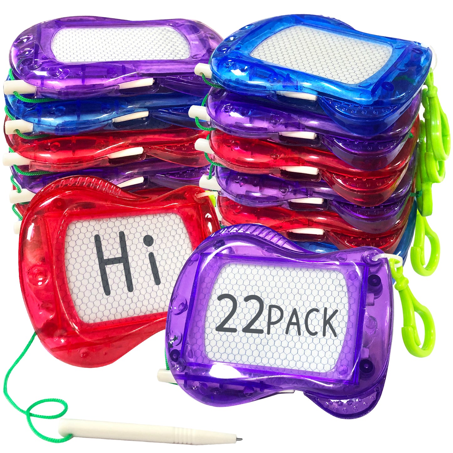 Mini Magnetic Drawing Board for Kids - Pack of 22, Backpack Keychain Clip Drawing Pad, Erasable Sketch Pad for Boys and Girls, Birthday Party Favour, Goodie Bag Filler