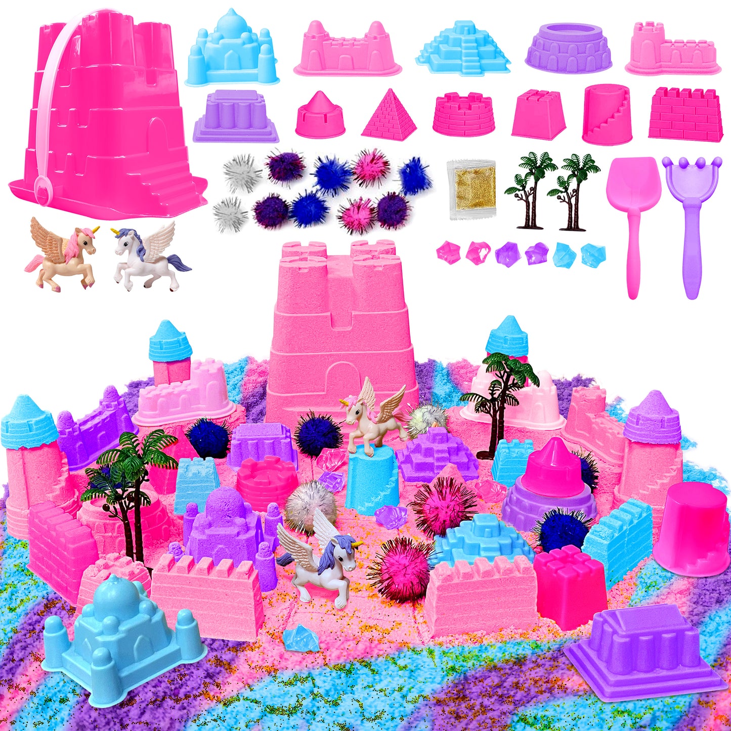Kids Sand Beach Toys, Sand Toys Set with Resuable Mesh Bag Bucket and Spade Summer Beach Games for Children Toddlers