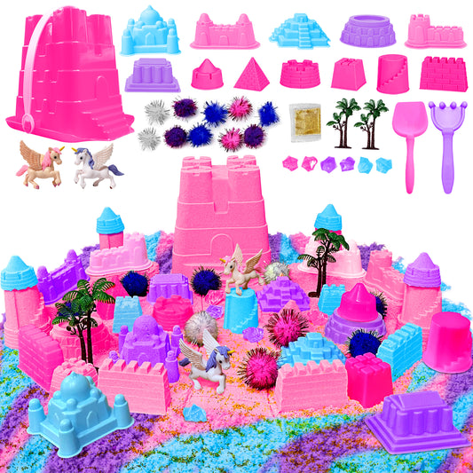 Kids Sand Beach Toys, Sand Toys Set with Resuable Mesh Bag Bucket and Spade Summer Beach Games for Children Toddlers