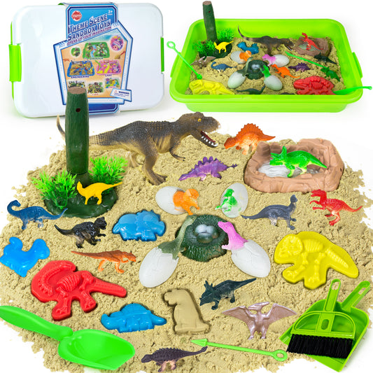 Dinosaur Sensory Bin Toy for Kids-Dinosaur Toys and Play Sand Kit for Boy,Sensory Bin Filler and Toddler Activities for Boys and Girls Ages 3-6+