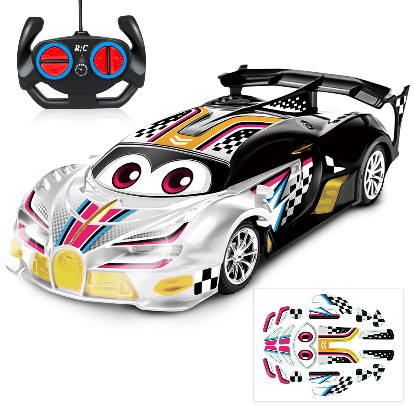 Remote Control Cars Toys for 3 4 5 6 7 8 Year Old Boys 1:18 High Speed Sports Racing Drift RC Car with LED Light Boys Girls Gifts Age 3-12 Kids Toy Birthday Presents Indoor Outdoor Game