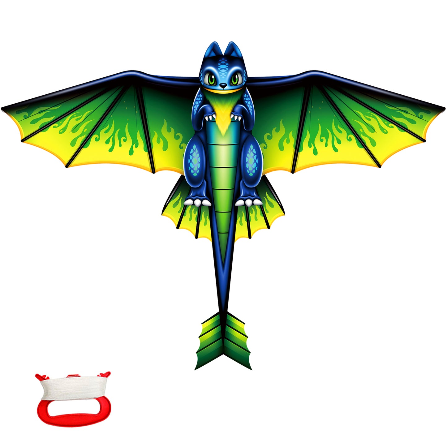 Large Dragon Kite for Children and Adults, Green Dinosaur Kite with 328ft Kite String and Kite Bag, Easy to Fly Kite, Kites for Beach Trip Outdoor Family Activities Party Games
