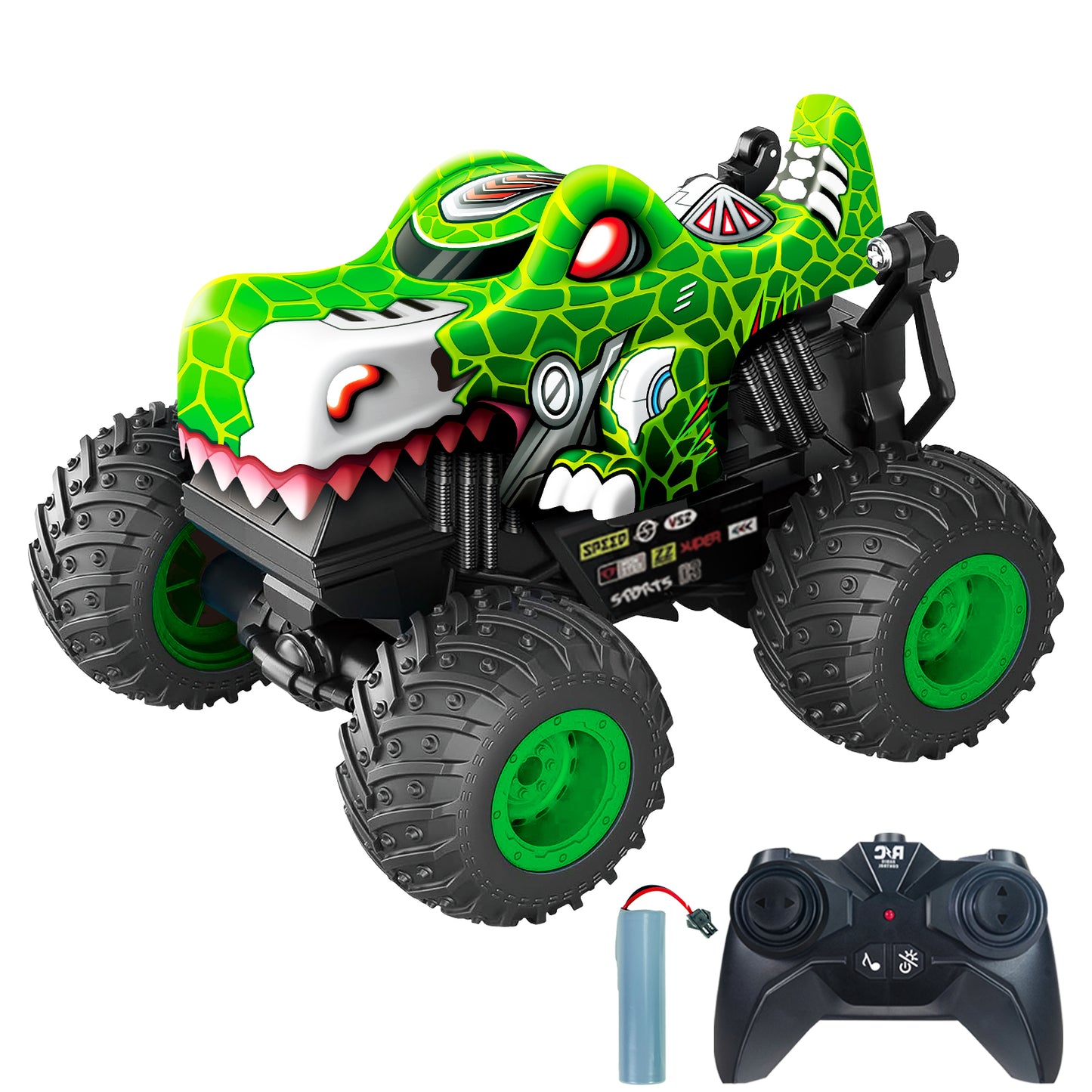Remote Control Monster Car, All Terrain Remote Control Monster Truck, RC Monster Car Toy Truck with Music LED Light, RC Monster Truck for Boys 4-7 8-12 Girls Kids