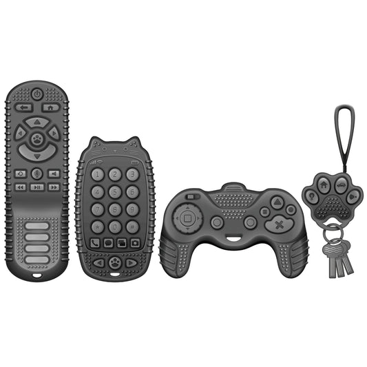 Baby Teether Toy Chew Toy for Babies 3-24 Months TV Remote Control Shape Teething Relief Baby Toys for Infants (Black)