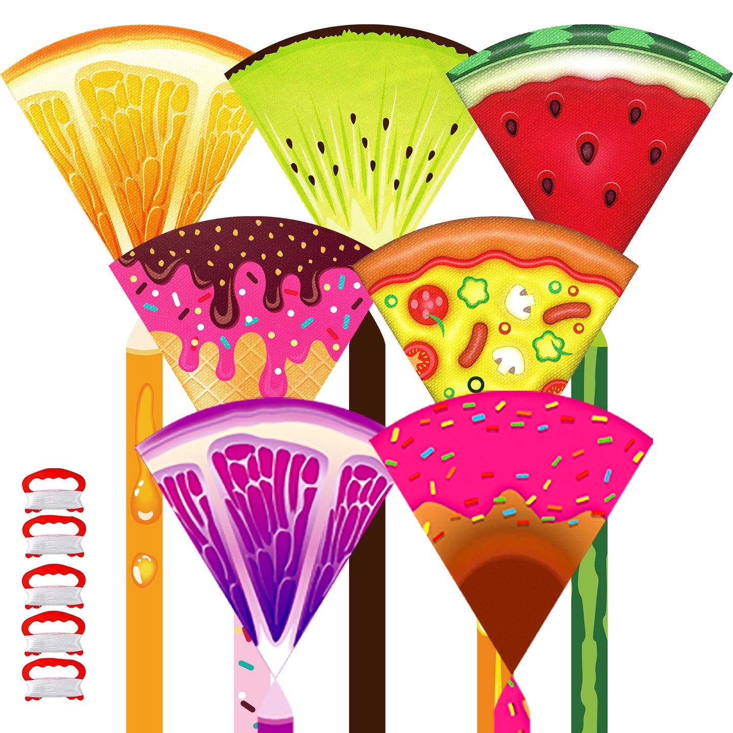 Flying Fruit Kites- Sector Single Line Kite with Colorful Tail Ribbons for Kids Ages 4-8, 8-12 & Adults - Easy to Fly for Toddlers & Beginners