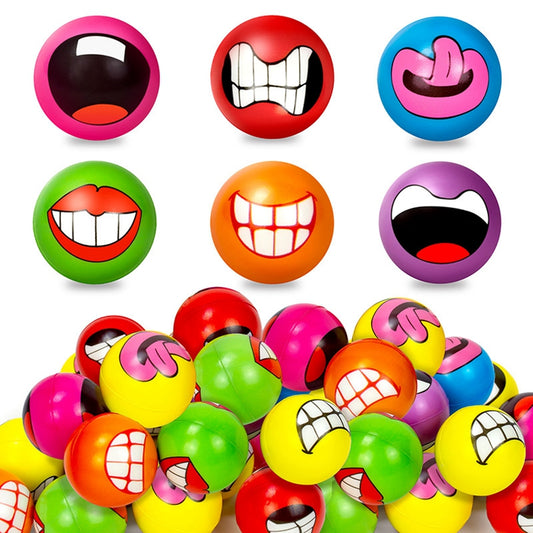 50 Pieces Mini Stress Balls for Adults Kids Party Favors,Soft Squeeze Balls Sensory Fidget Ball Toys Carnival Prizes, Colorful Expressions Stress Ball Bulk Birthday Gifts for Boys and Girls