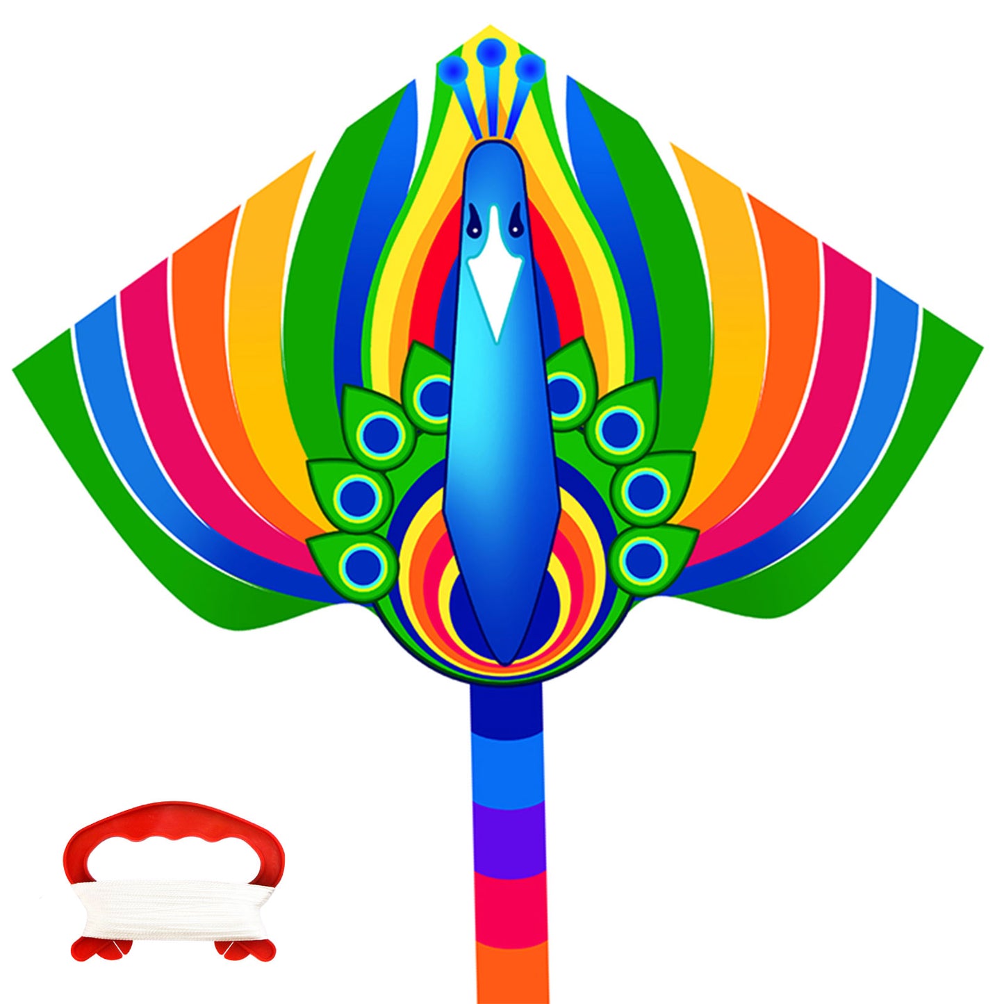 Kite for Kids Age 4-8 8-12, Large Kite for Boys Adults Easy to Fly & Assemble, Beach Kites with 328ft Kite String,Perfect for Beach Trip Park Family Activities Outdoor Games-Peacock