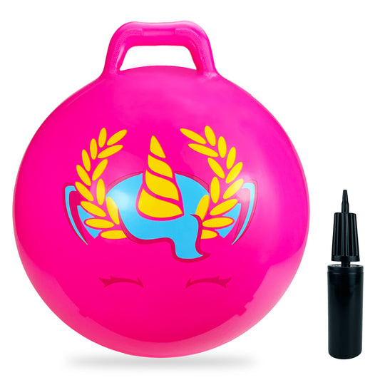 Kids Bounce Balls - 18" Bouncing Ball with Handle, Large Bouncy Jumping Balls for Boys Girls Balance Jump Games,Toddlers Toys Inflatable Ball for Party Favors | Outdoor | Indoor Games-Pink