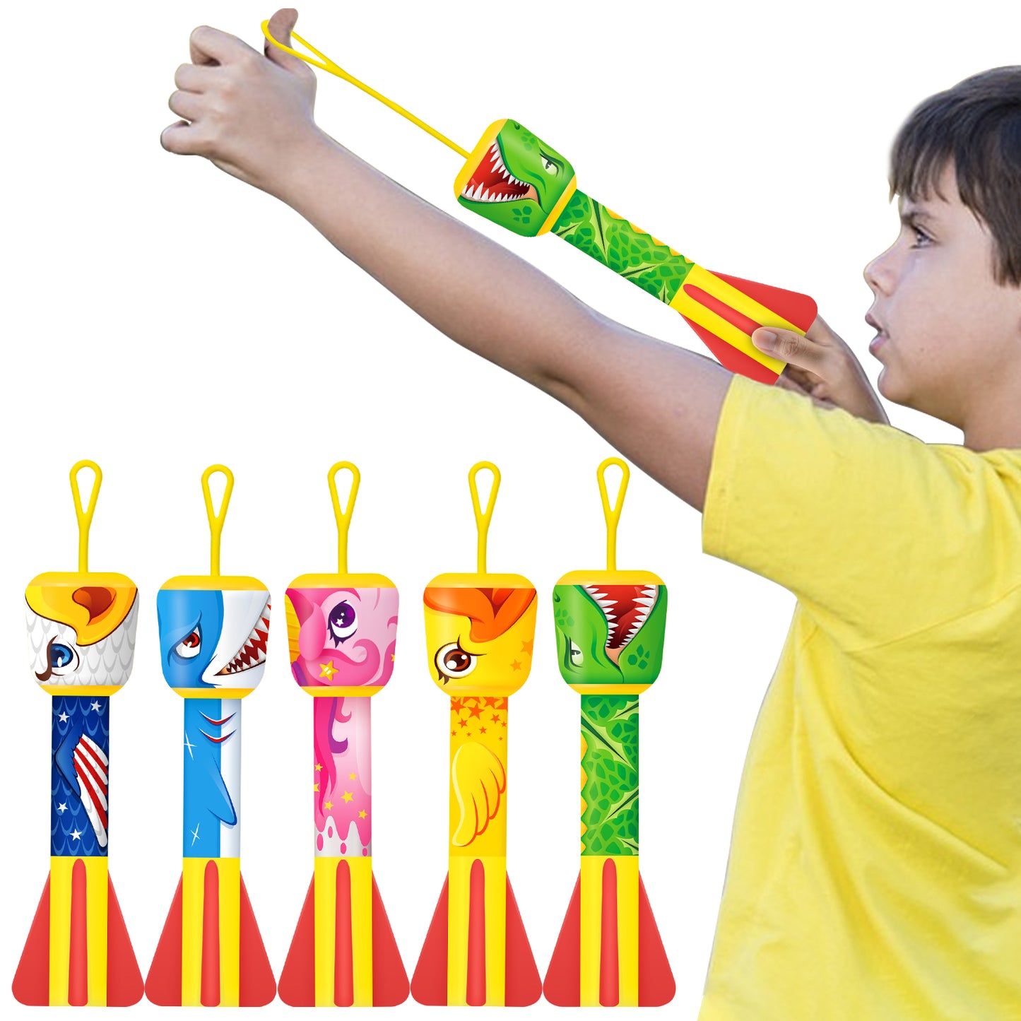 Children's Slingshot rocket launcher, Finger rocket launcher outdoor indoor toys, Easter basket gift party gift toys, suitable for 5 、6 、 7 、 8 years old