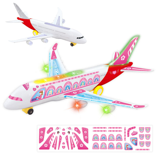 Big Planes Toys for 3 4 5 6 8 Year Old Boys Girls,Toddler Toys, Airplane Model with LED Lights and Sounds and Universal Wheel, Sensory Toddler Autism Toys for Kids Birthday Festive Days Gift