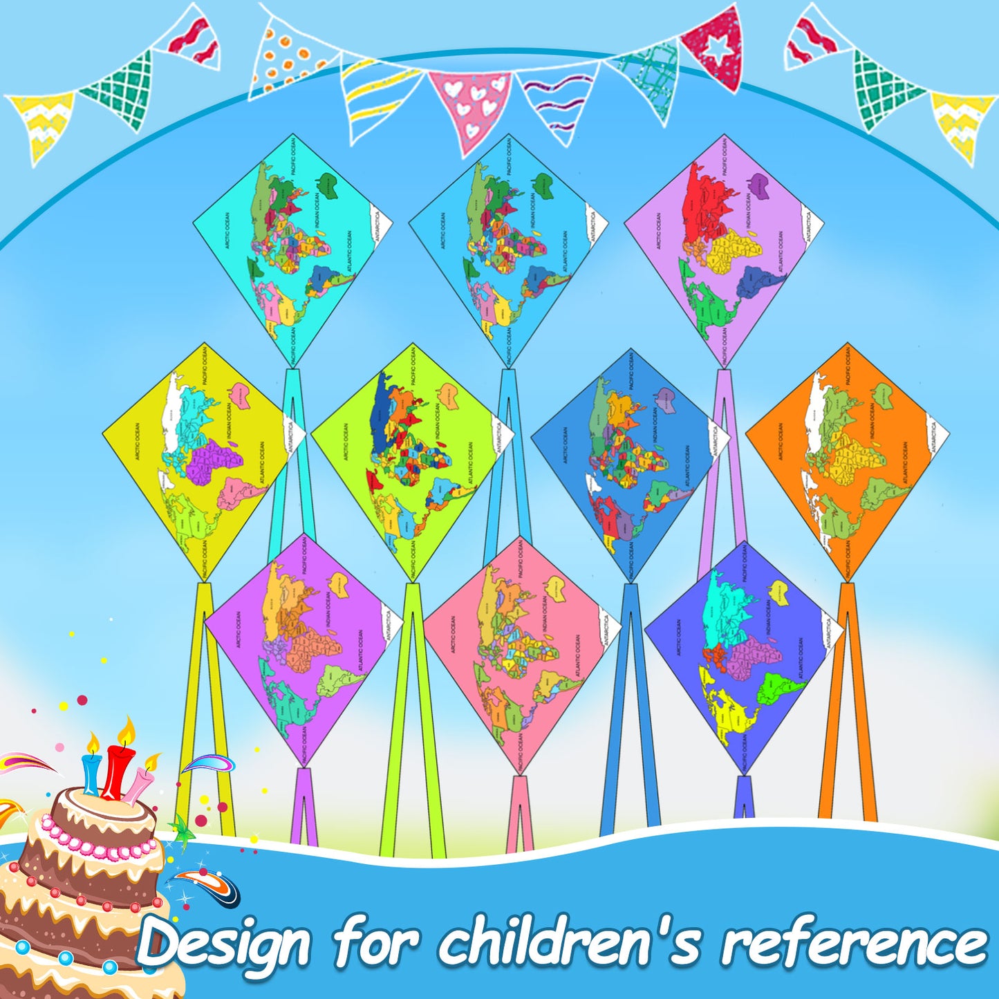 DIY Kites, Diamond Kite for Kids Easy to Fly- Creative Kite with Colorful Pens & Kite Handle for Summer Party Favors, Great Education Toys| Outdoor Beach Backyard Camping Toys