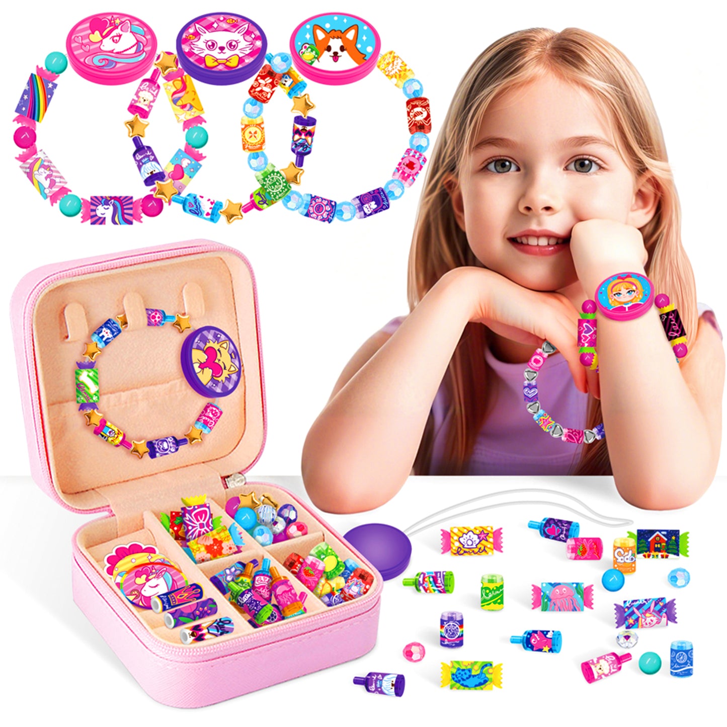 Bracelet Jewellery Making Kits for Girls, Beads DIY Arts and Crafts for Kids, Friendship Bracelets Necklace Making Kit Birthday Gifts for Child Teenagers 5-14 Years Old