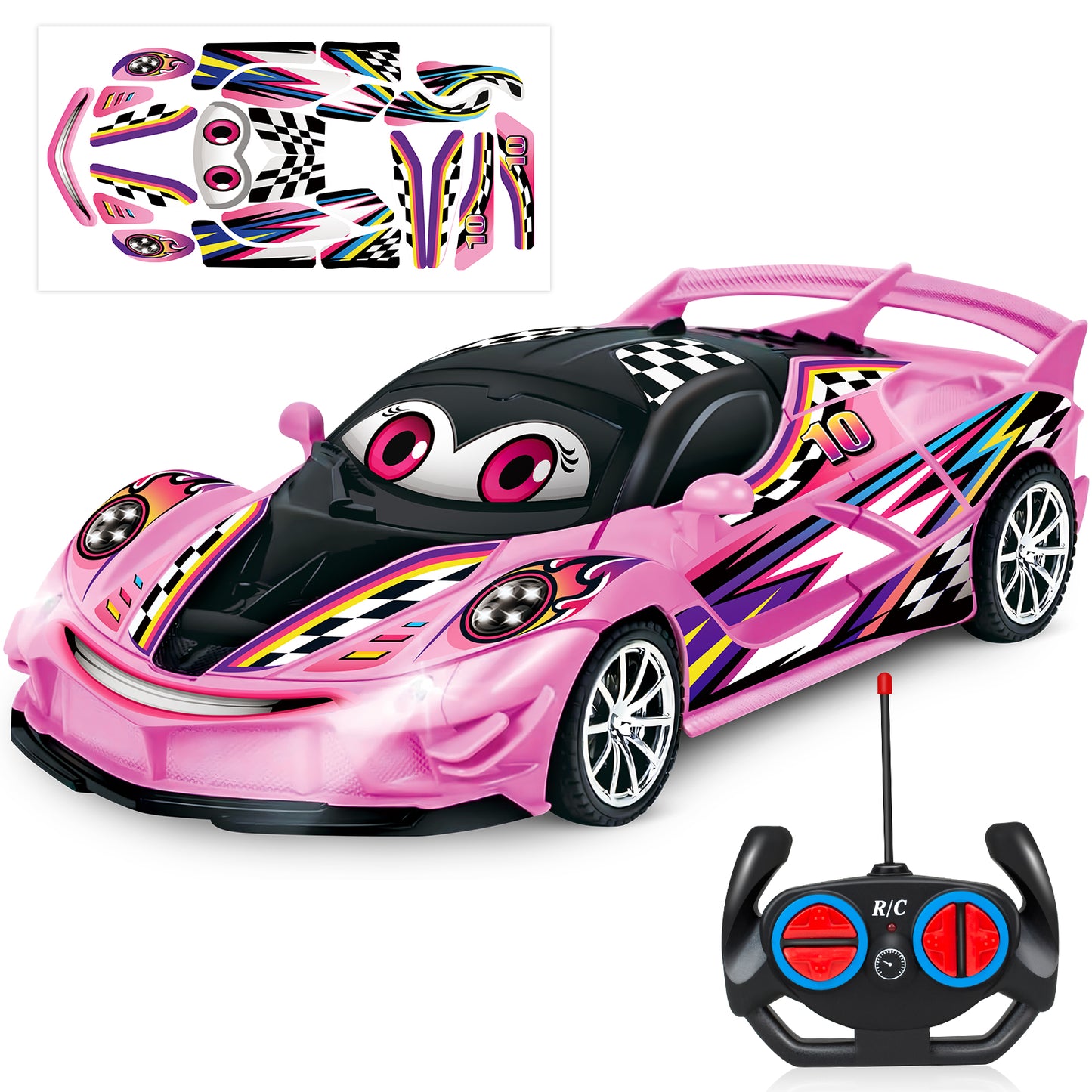 Remote Control Cars Toys for 3 4 5 6 7 8 Year Old Boys 1:18 High Speed Sports Racing Drift RC Car with LED Light Boys Girls Gifts Age 3-12 Kids Toy Birthday Presents Indoor Outdoor Game