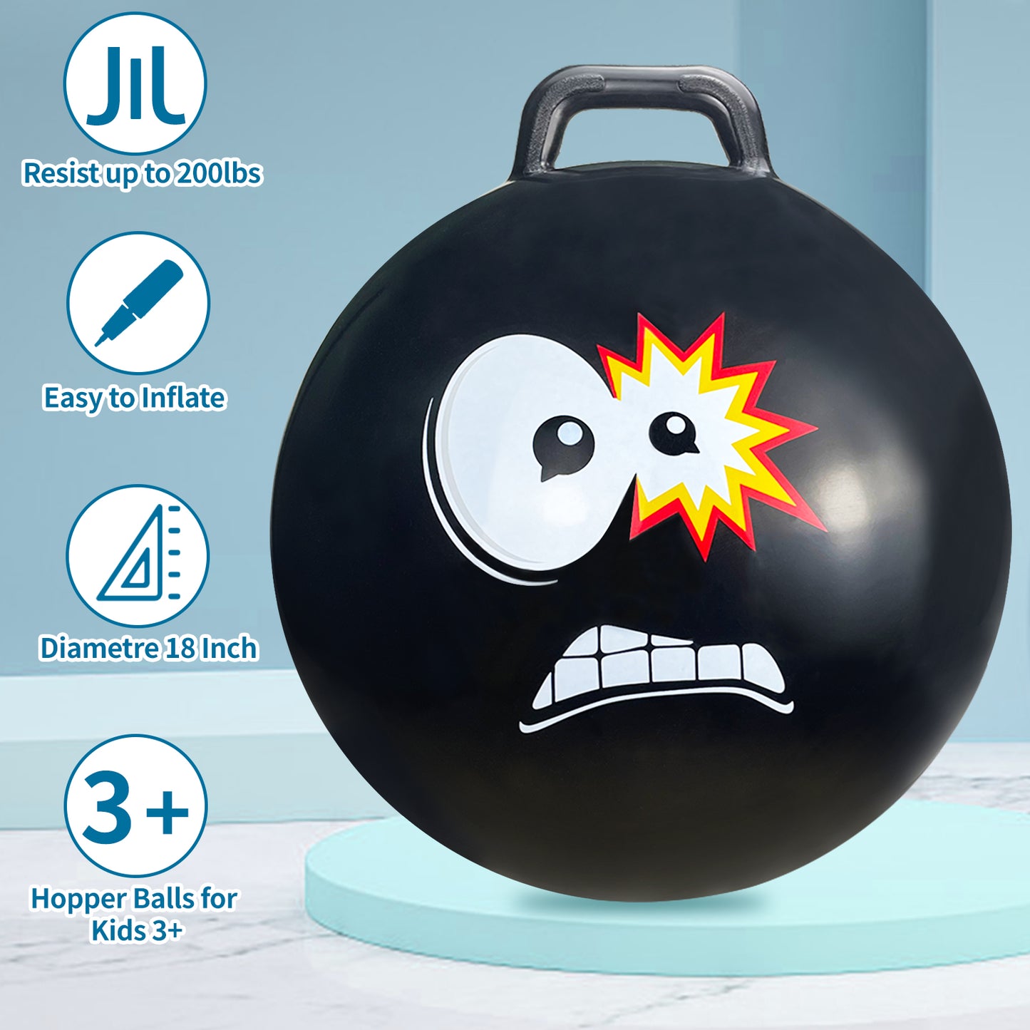 "Hopper Balls for Kids 2-6 7-9,18 inchs Bouncy Ball with Handle,Hopper Toy Jumping Ball for Indoor and Outdoor Games,Fun Hopping Toys for Boys Girls "