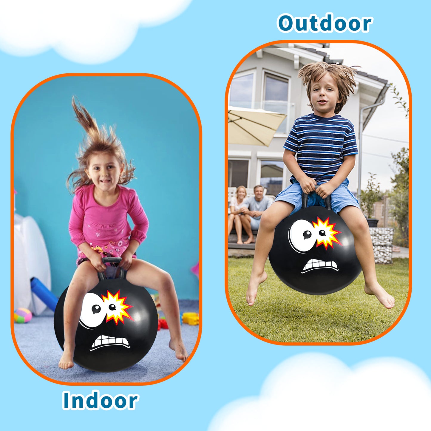 "Hopper Balls for Kids 2-6 7-9,18 inchs Bouncy Ball with Handle,Hopper Toy Jumping Ball for Indoor and Outdoor Games,Fun Hopping Toys for Boys Girls "