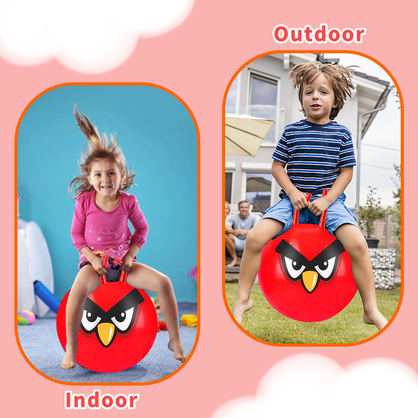 Space Hoppers for Kids Age 3 4 5 6 7 8 9, 18 Inch Space Hopper with Handle, Hopper Ball with Pump for Boys Girls Age 3-8 Indoor and Outdoor Garden Game