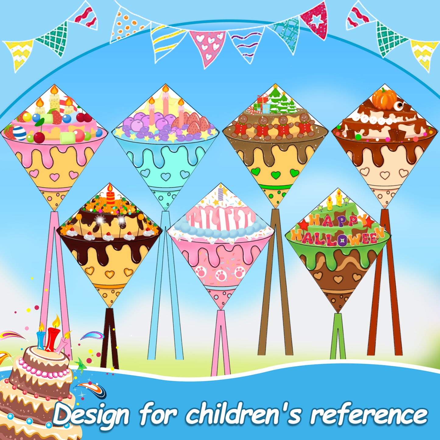 DIY Kites, Diamond Kite for Kids Easy to Fly- Creative Kite with Colorful Pens & Kite Handle for Summer Party Favors, Great Education Toys| Outdoor Beach Backyard Camping Toys