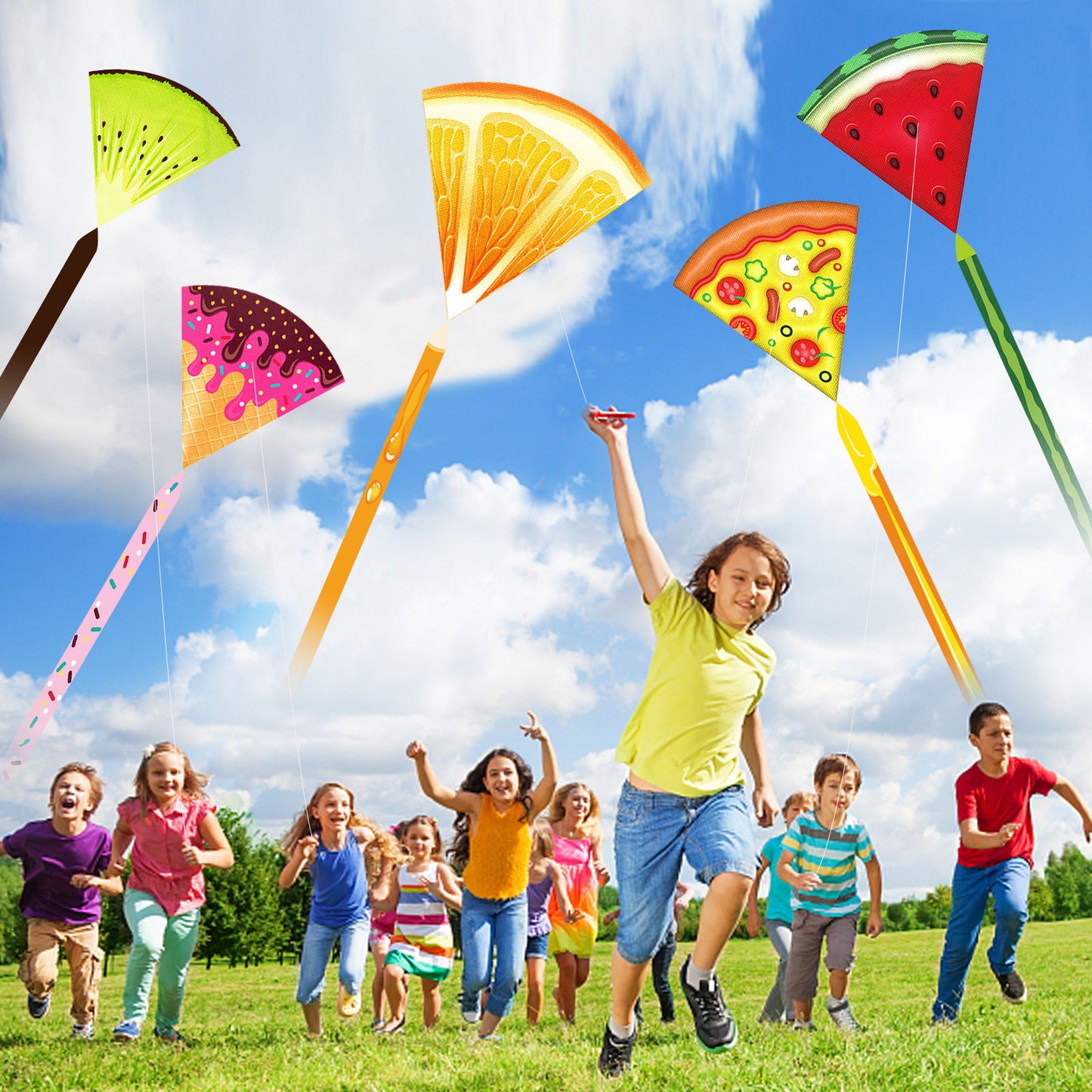 Flying Fruit Kites- Sector Single Line Kite with Colorful Tail Ribbons for Kids Ages 4-8, 8-12 & Adults - Easy to Fly for Toddlers & Beginners
