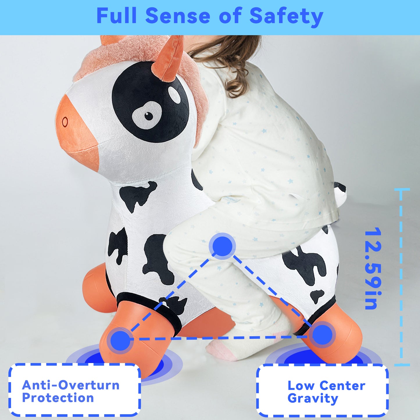 Bouncy Horse - Baby Toys Inflatable Plush Bouncing Dinosaur Hopper, Indoor Outdoor Toys Ride On Animal with Pump for Boys Girls Toddlers Birthday Party Gifts