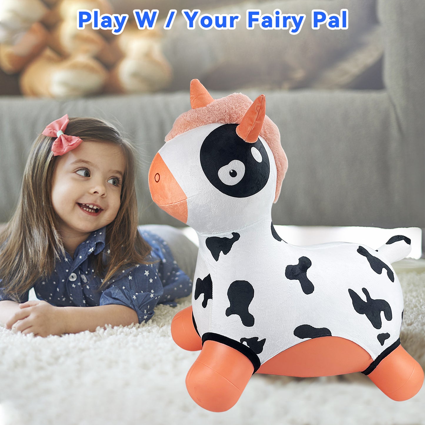 Bouncy Horse - Baby Toys Inflatable Plush Bouncing Dinosaur Hopper, Indoor Outdoor Toys Ride On Animal with Pump for Boys Girls Toddlers Birthday Party Gifts
