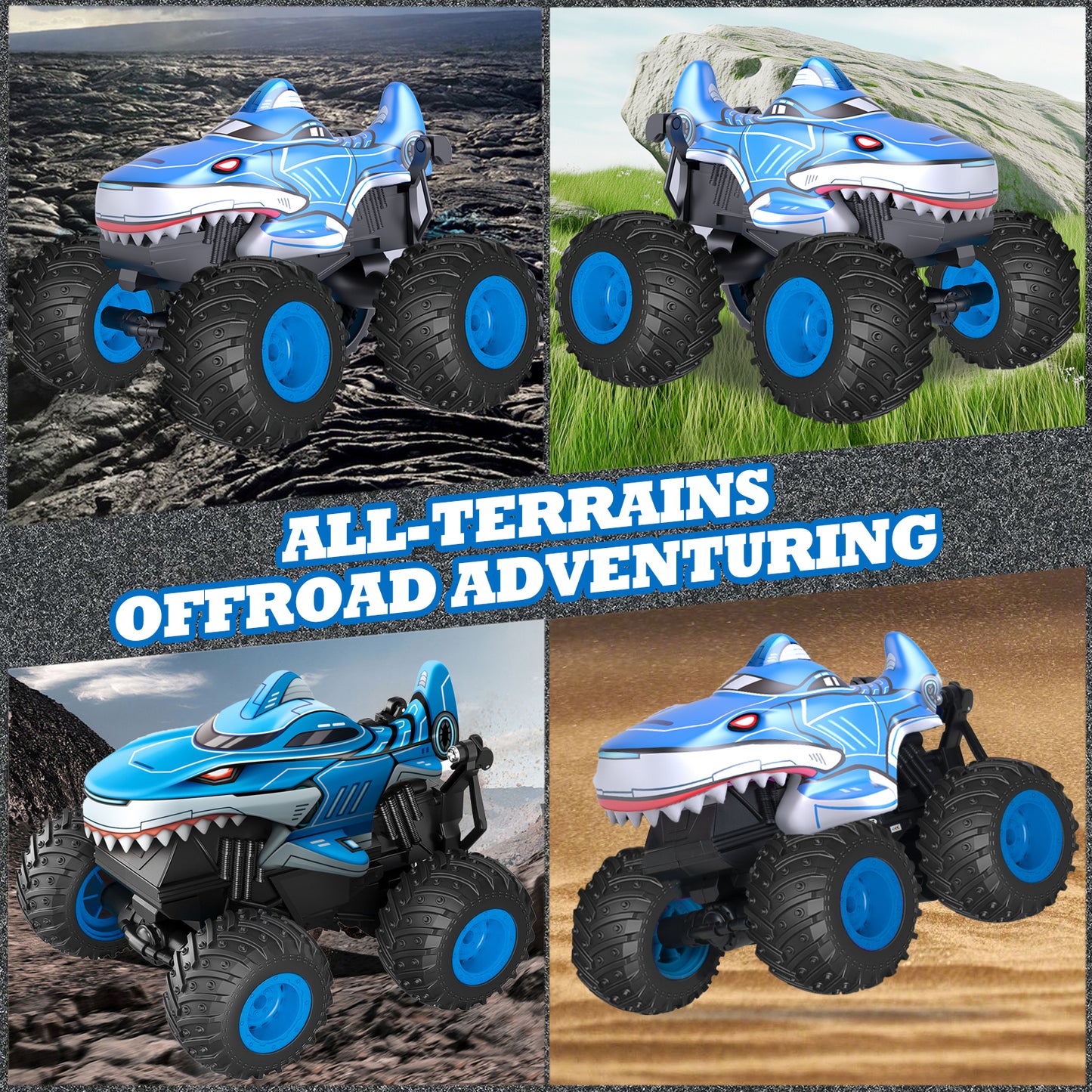 Remote Control Monster Car, All Terrain Remote Control Monster Truck, RC Monster Car Toy Truck with Music LED Light, RC Monster Truck for Boys 4-7 8-12 Girls Kids