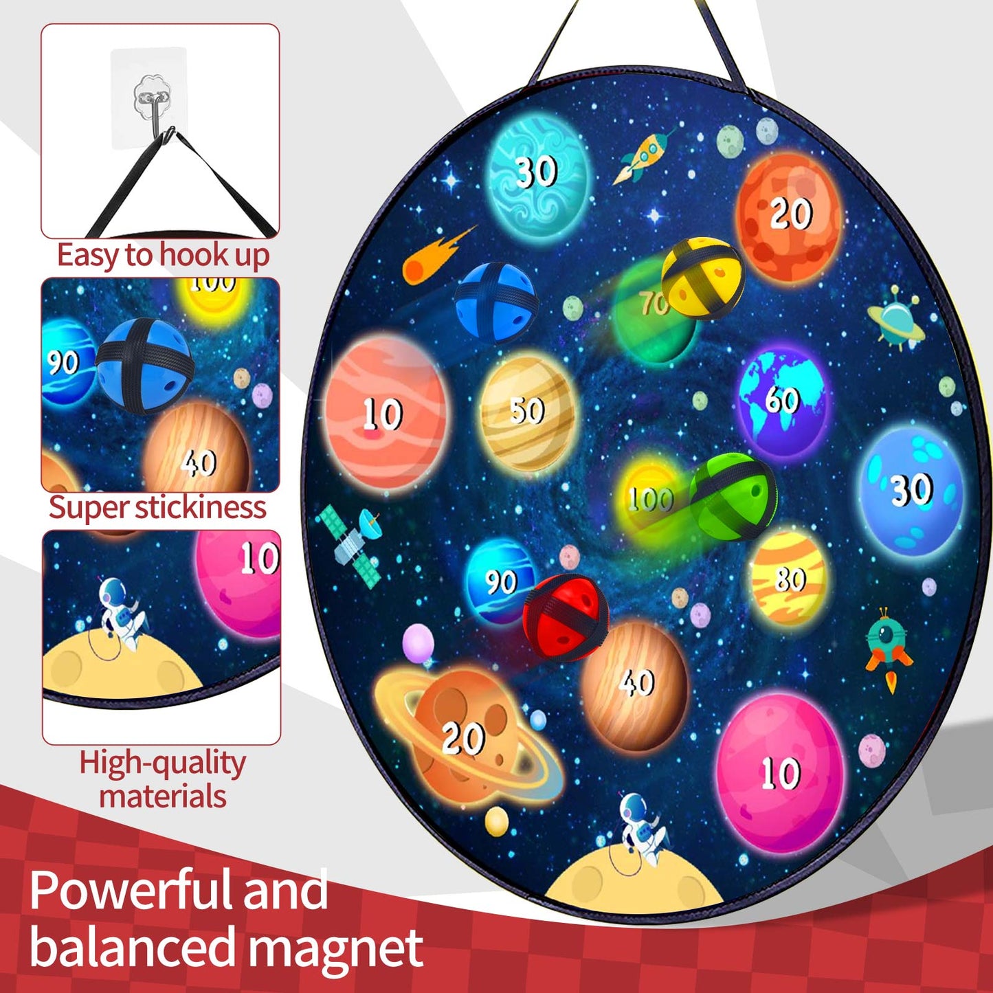 29'' Large Dart Board for Kids, Boys Toys Double Sided Dartboards with 16 Velcro Sticky Balls and 5 Darts, Indoor Outdoor Party Games Toys Gifts for 3 4 5 6 7 8 9 10 11 12 Year Old Boys Girls